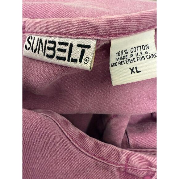 VTG Sun Belt Denim Maxi Shirt Dress Womens XL pink Button Front Cottagecore FLAW - Picture 3 of 8